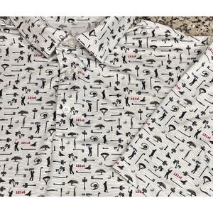 US‎ Open Polo Men's White All Over Print 121st 2021 Torrey Pines Golf Size Large